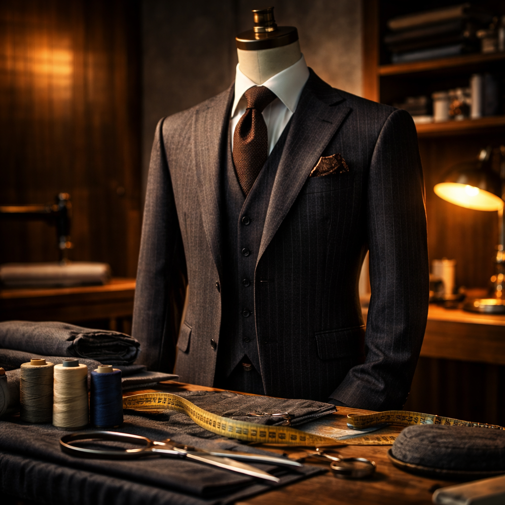 premium quality classic black wool bespoke suit