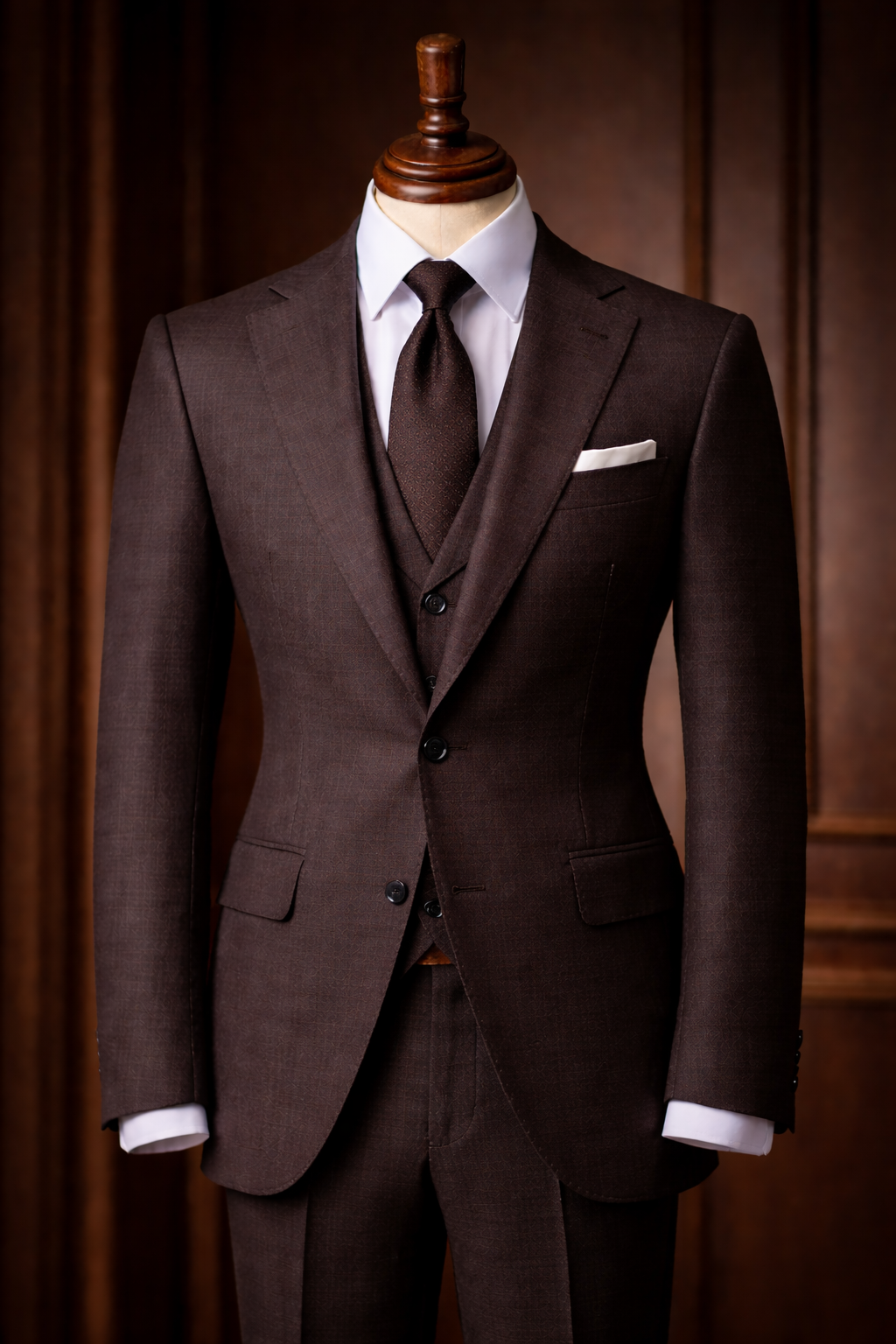 premium quality heritage brown – three-piece Suit tailored at biella